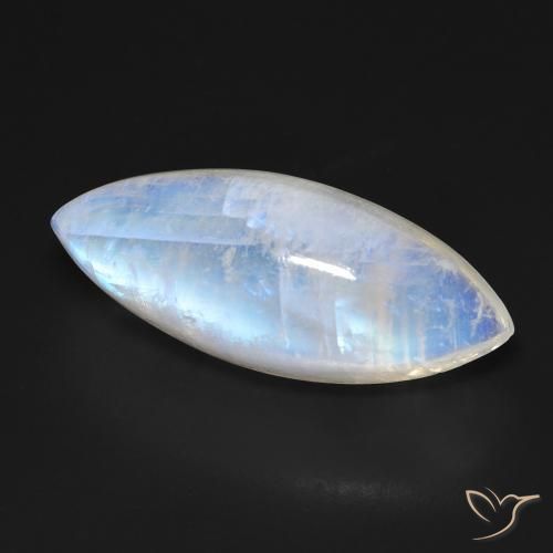 Pierre de lune arc-en-ciel Blanc bleuâtre naturelle Marquise, 18.46 ct, Transparent