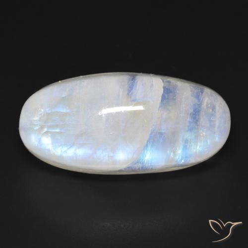 21.21ct Naturel Blanc bleuâtre Pierre de lune arc-en-ciel, ovale, Transparent