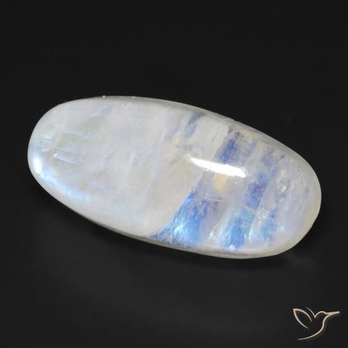 Pierre de lune arc-en-ciel Blanc bleuâtre naturelle ovale, 21.21 ct, Transparent