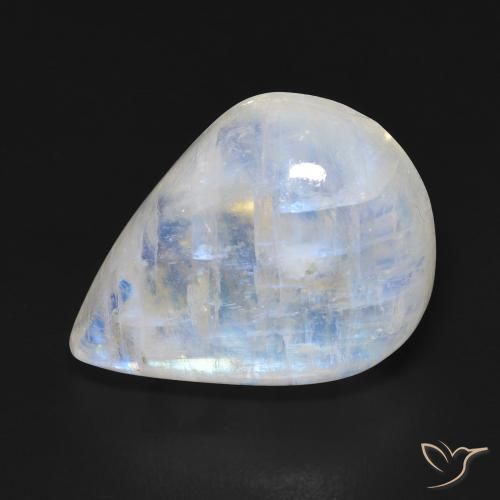 Pierre de lune arc-en-ciel Blanc bleuâtre naturelle En forme de poire, 20.29 ct, Transparent