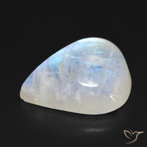 Pierre de lune arc-en-ciel Blanc bleuâtre naturelle En forme de poire, 20.29 ct, Transparent