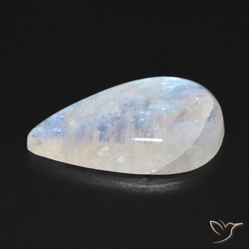 Pierre de lune arc-en-ciel Blanc bleuâtre naturelle En forme de poire, 11.76 ct, Transparent