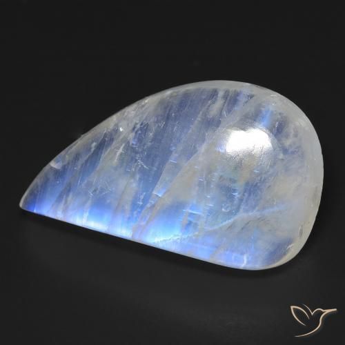 Pierre de lune arc-en-ciel Blanc bleuâtre naturelle Fantaisie, 23.19 ct, Transparent