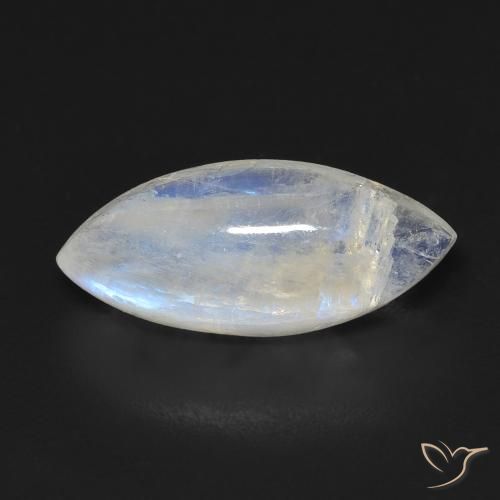 6.63ct Naturel Blanc bleuâtre Pierre de lune arc-en-ciel, Marquise, Transparent