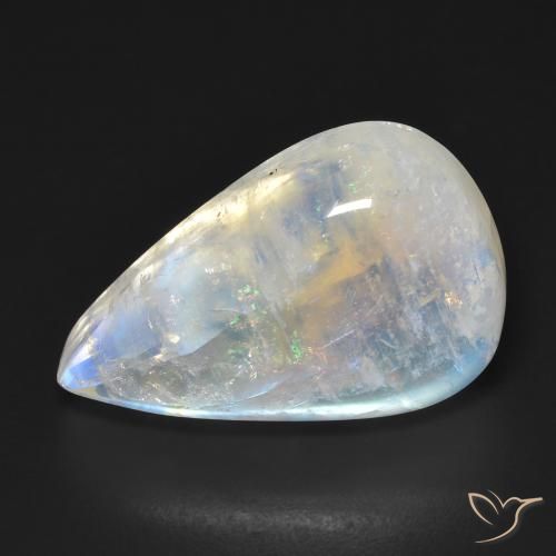 Pierre de lune arc-en-ciel Blanc bleuâtre naturelle En forme de poire, 23.12 ct, Transparent