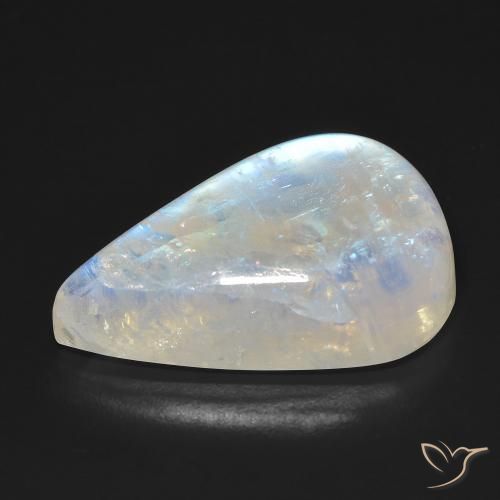 Pierre de lune arc-en-ciel Blanc bleuâtre naturelle En forme de poire, 23.12 ct, Transparent