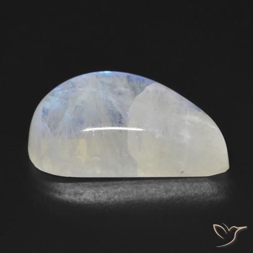 Pierre de lune arc-en-ciel Blanc bleuâtre naturelle Fantaisie, 10.97 ct, Transparent