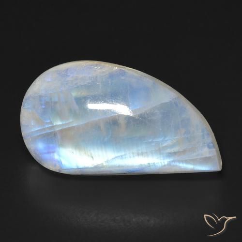 12.96ct Naturel Blanc bleuâtre Pierre de lune arc-en-ciel, Fantaisie, Transparent