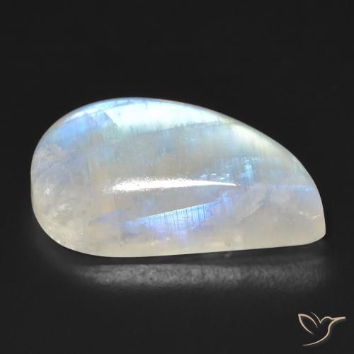 Pierre de lune arc-en-ciel Blanc bleuâtre naturelle Fantaisie, 12.96 ct, Transparent