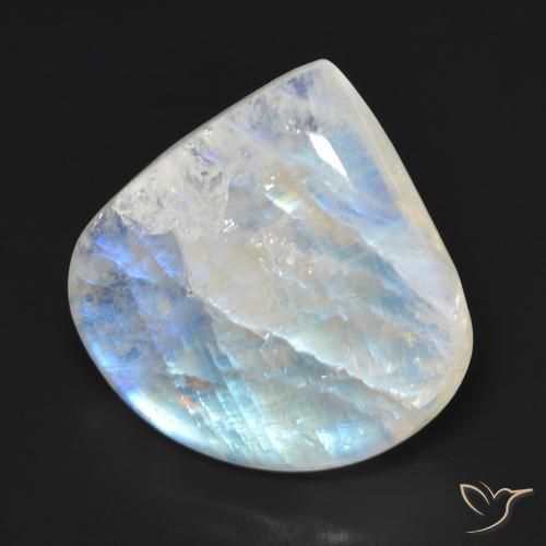Pierre de lune arc-en-ciel Blanc bleuâtre naturelle En forme de poire, 16.66 ct, Transparent