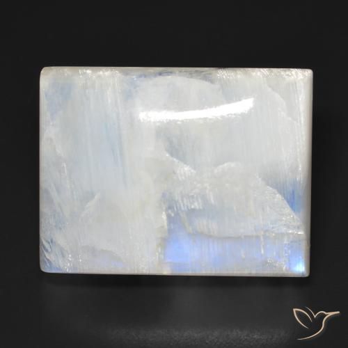34.86ct Naturel Blanc bleuâtre Pierre de lune arc-en-ciel, Baquette, Transparent