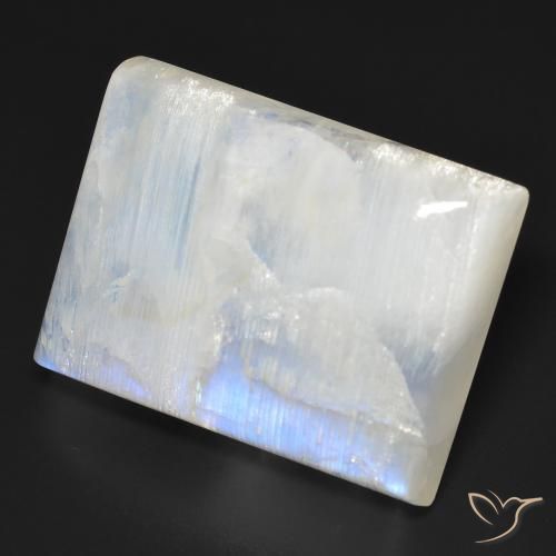 Pierre de lune arc-en-ciel Blanc bleuâtre naturelle Baquette, 34.86 ct, Transparent