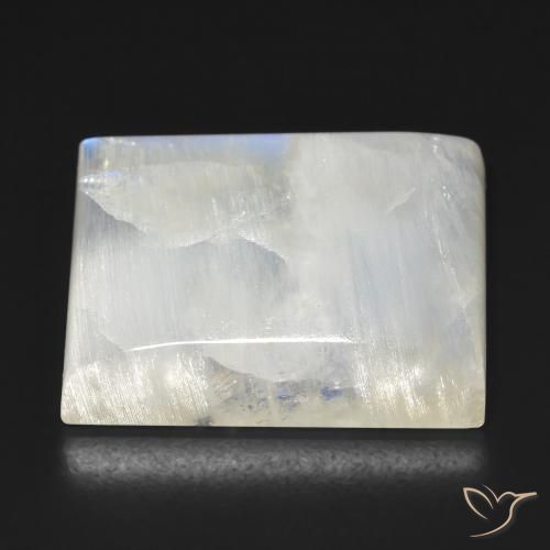 Pierre de lune arc-en-ciel Blanc bleuâtre naturelle Baquette, 34.86 ct, Transparent