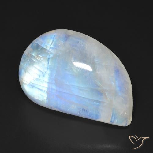 Pierre de lune arc-en-ciel Blanc bleuâtre naturelle Fantaisie, 18.29 ct, Transparent