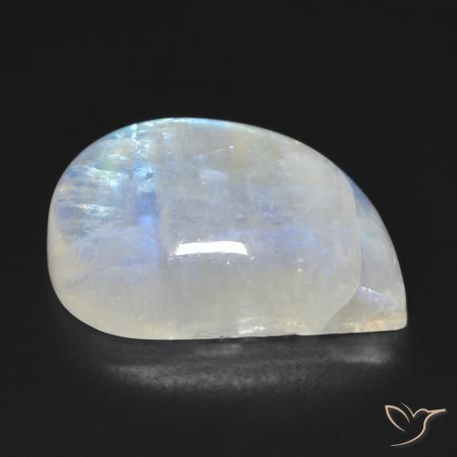 Pierre de lune arc-en-ciel Blanc bleuâtre naturelle Fantaisie, 18.29 ct, Transparent