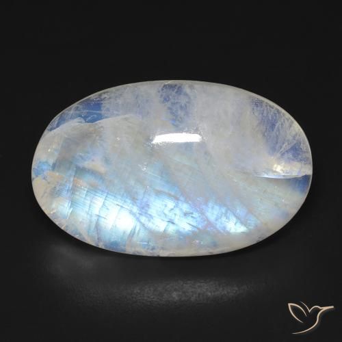15.32ct Naturel Blanc bleuâtre Pierre de lune arc-en-ciel, ovale, Transparent