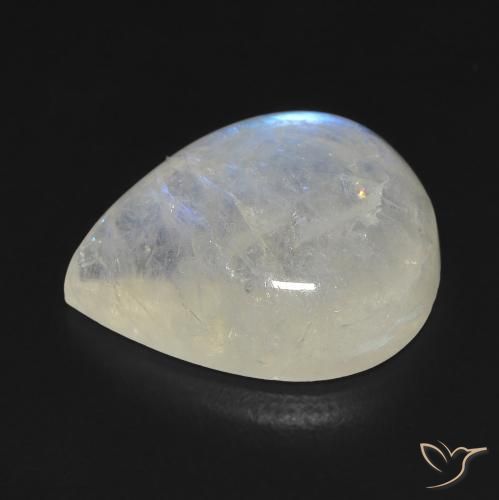 Pierre de lune arc-en-ciel Blanc bleuâtre naturelle En forme de poire, 9.08 ct, Transparent