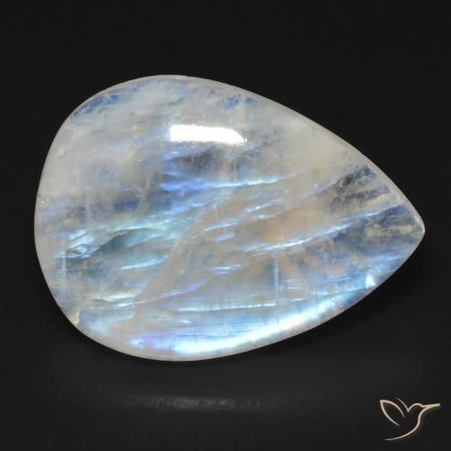Pierre de lune arc-en-ciel Blanc bleuâtre naturelle En forme de poire, 17.01 ct, Transparent