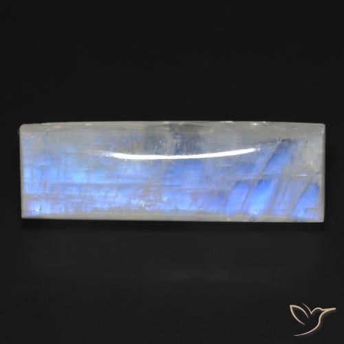 32.48ct Naturel Blanc bleuâtre Pierre de lune arc-en-ciel, Baquette, Transparent