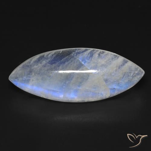 15.56ct Naturel Blanc bleuâtre Pierre de lune arc-en-ciel, Marquise, Transparent