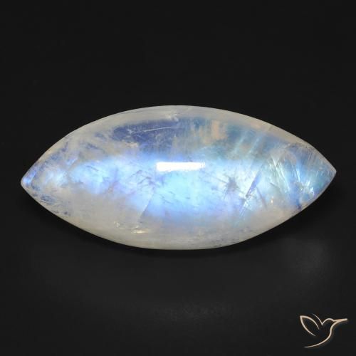 17.99ct Naturel Blanc bleuâtre Pierre de lune arc-en-ciel, Marquise, Transparent