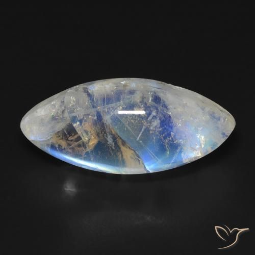 9.87ct Naturel Blanc bleuâtre Pierre de lune arc-en-ciel, Marquise, Transparent