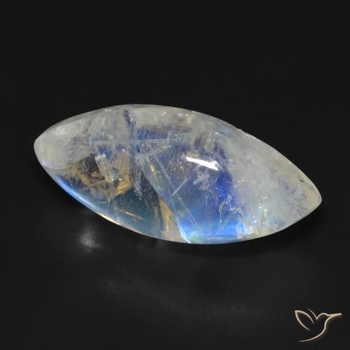 Pierre de lune arc-en-ciel Blanc bleuâtre naturelle Marquise, 9.87 ct, Transparent