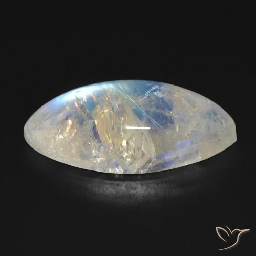 Pierre de lune arc-en-ciel Blanc bleuâtre naturelle Marquise, 9.87 ct, Transparent