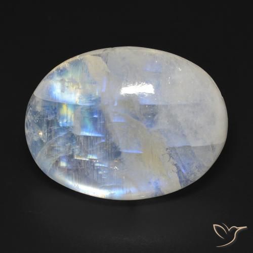 20.42ct Naturel Blanc bleuâtre Pierre de lune arc-en-ciel, ovale, Transparent