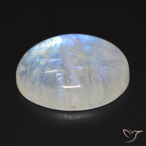 Pierre de lune arc-en-ciel Blanc bleuâtre naturelle ovale, 20.42 ct, Transparent