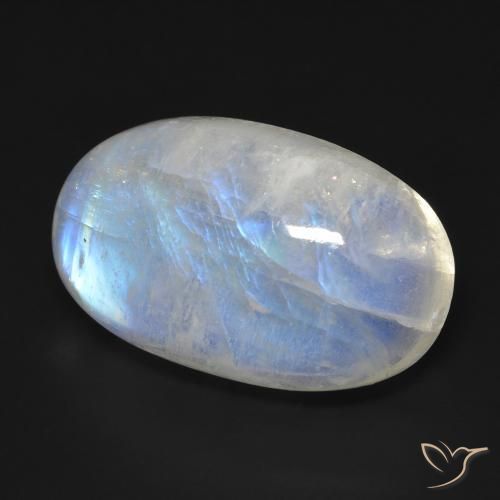 Pierre de lune arc-en-ciel Blanc bleuâtre naturelle ovale, 19.40 ct, Transparent