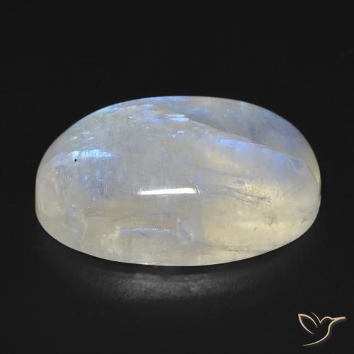 Pierre de lune arc-en-ciel Blanc bleuâtre naturelle ovale, 19.40 ct, Transparent