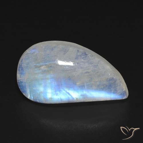 11.64ct Naturel Blanc bleuâtre Pierre de lune arc-en-ciel, Fantaisie, Transparent