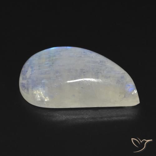 Pierre de lune arc-en-ciel Blanc bleuâtre naturelle Fantaisie, 11.64 ct, Transparent
