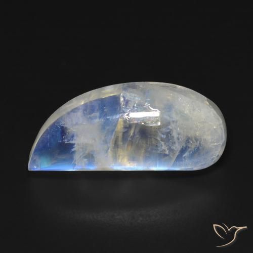 12.85ct Naturel Blanc bleuâtre Pierre de lune arc-en-ciel, Fantaisie, Transparent