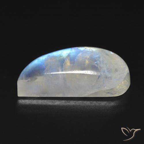 Pierre de lune arc-en-ciel Blanc bleuâtre naturelle Fantaisie, 12.85 ct, Transparent
