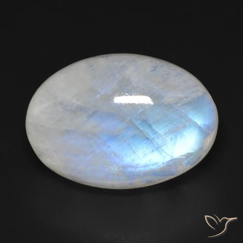 20.54ct Naturel Blanc bleuâtre Pierre de lune arc-en-ciel, ovale, Transparent