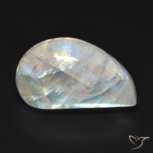 16.69ct Naturel Blanc bleuâtre Pierre de lune arc-en-ciel, Fantaisie, Transparent