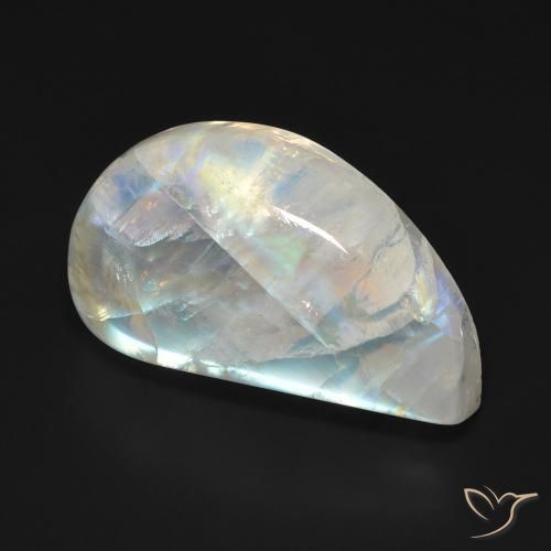 Pierre de lune arc-en-ciel Blanc bleuâtre naturelle Fantaisie, 16.69 ct, Transparent