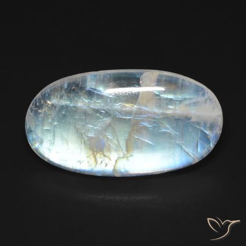 Pierre de lune arc-en-ciel blanc naturelle coupe ovale, 10,62 ct, transparent
