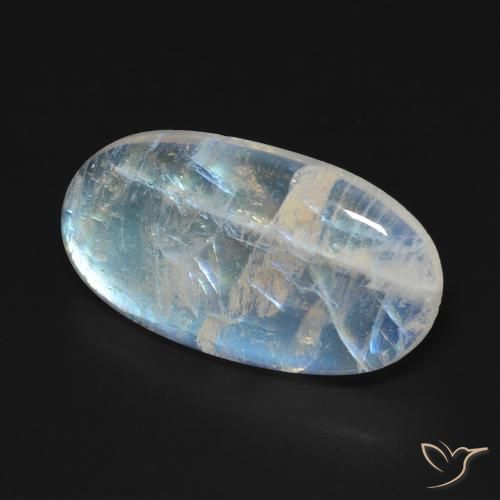 Pierre de lune arc-en-ciel blanc naturelle coupe ovale, 10,62 ct, transparent
