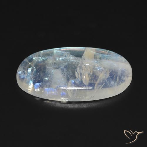 Pierre de lune arc-en-ciel blanc naturelle coupe ovale, 10,62 ct, transparent