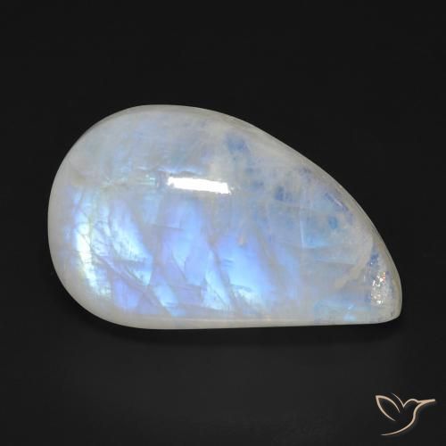 15.63ct Naturel Blanc bleuâtre Pierre de lune arc-en-ciel, Fantaisie, Transparent