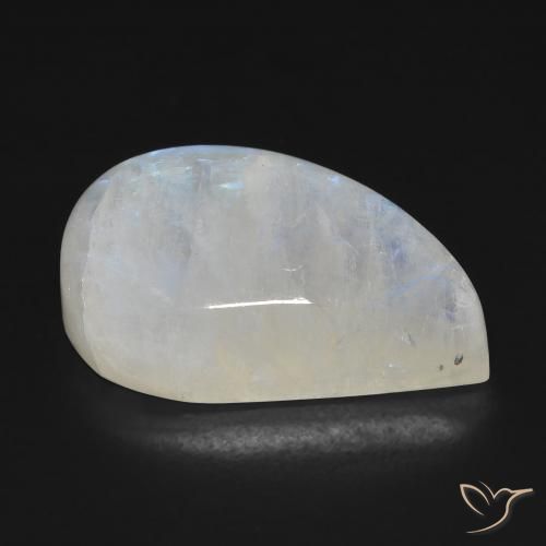 Pierre de lune arc-en-ciel Blanc bleuâtre naturelle Fantaisie, 15.63 ct, Transparent