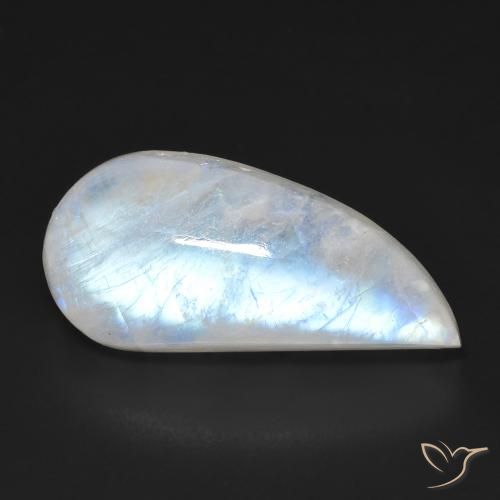 13.85ct Naturel Blanc bleuâtre Pierre de lune arc-en-ciel, Fantaisie, Transparent