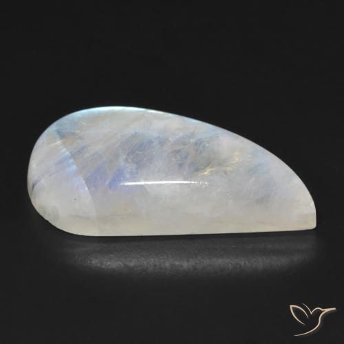 Pierre de lune arc-en-ciel Blanc bleuâtre naturelle Fantaisie, 13.85 ct, Transparent