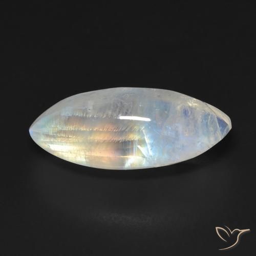 9.75ct Naturel Blanc bleuâtre Pierre de lune arc-en-ciel, Marquise, Transparent