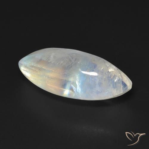 Pierre de lune arc-en-ciel Blanc bleuâtre naturelle Marquise, 9.75 ct, Transparent