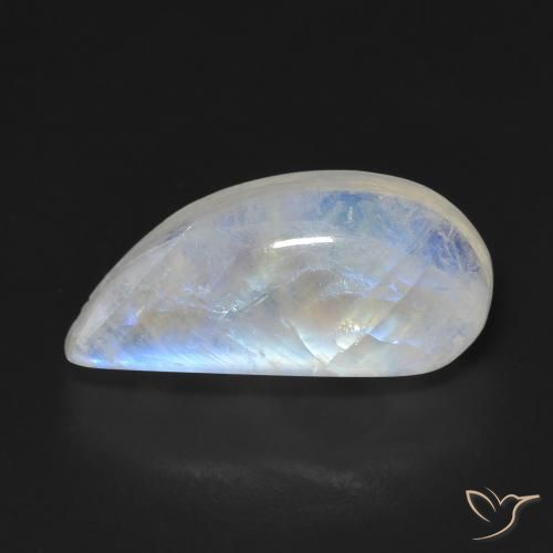 9.04ct Naturel Blanc bleuâtre Pierre de lune arc-en-ciel, Fantaisie, Transparent