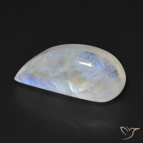 Pierre de lune arc-en-ciel Blanc bleuâtre naturelle Fantaisie, 9.04 ct, Transparent